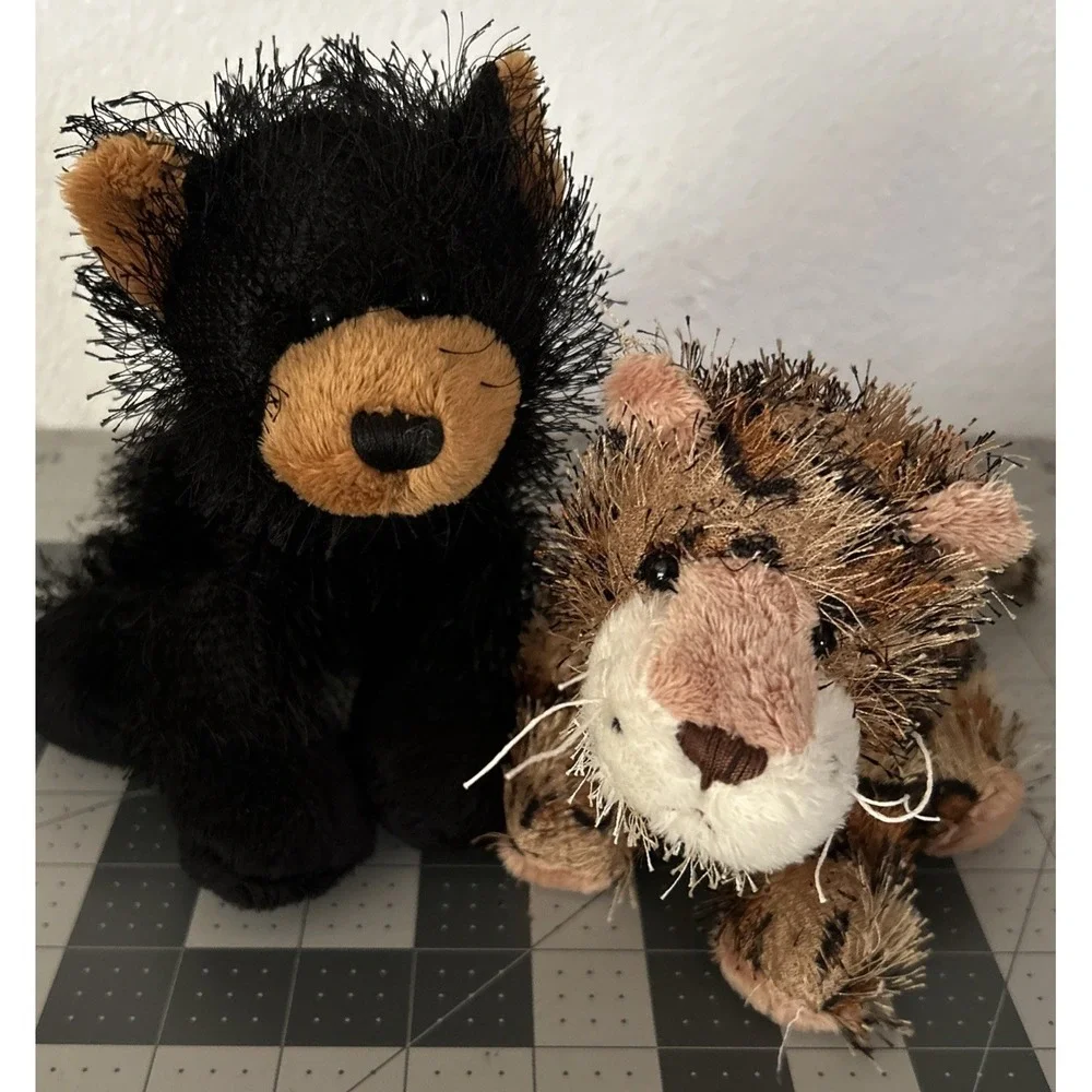 Ganz Webkinz Lot of 2 HM004 Black Bear HS031 Leopard Soft‎ Plush Stuffed Animals